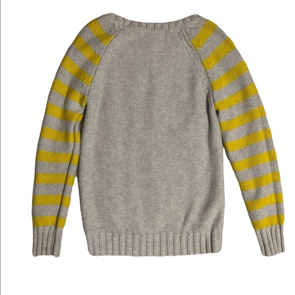 Old Navy | Yellow Striped Long Sleeves Cable knit Gray Cotton Sweater - Picture 10 of 14